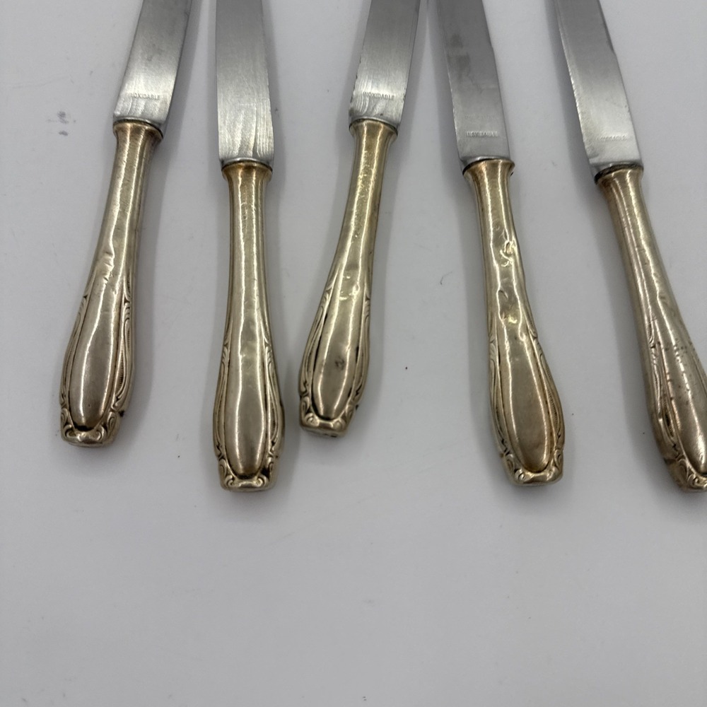 Silvia Made In Germany Vintage Silver Plated Butter Knives Rococo Style Set Of 5